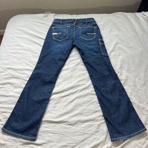 ARIAT Rebar Mid Rise Bootcut Jeans Women 30x32 30R Blue Denim Cargo Pocket Work